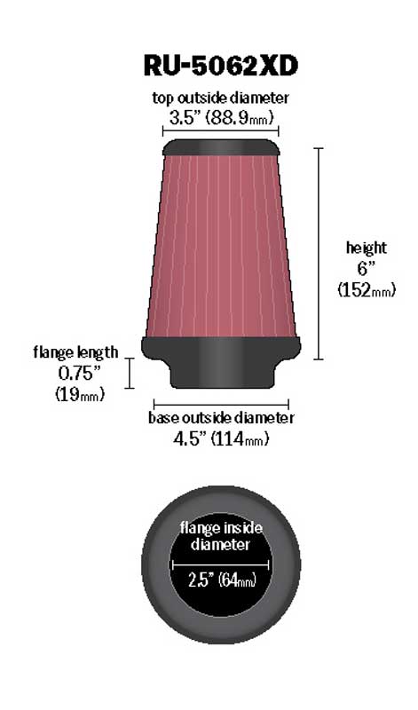 K&N Ru-5062xd Universal Air Filter
