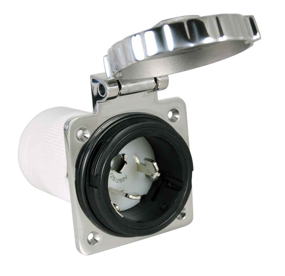 Marinco 6373EL-BRV Power Inlet Port - Silver