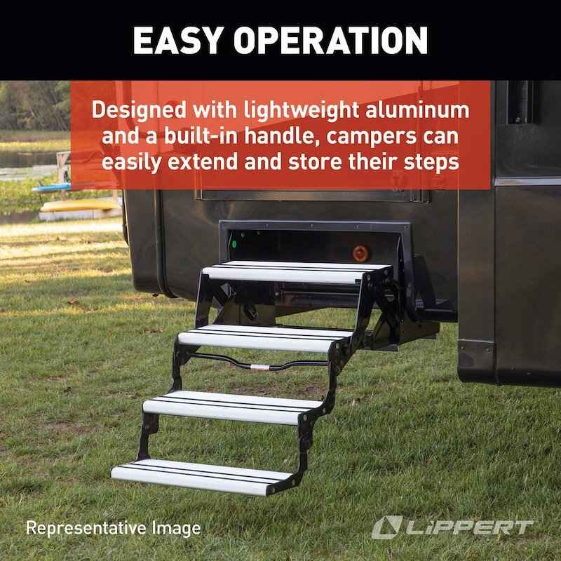 Alumi-Tread 4-Step Manual RV Entry Step 432698 – 24" Wide, Black Aluminum