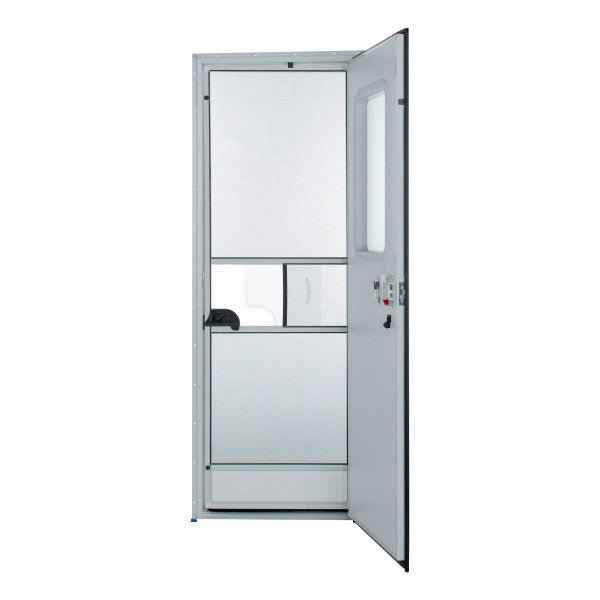 24" x 68" Polar White Square Entry Door with Fixed Window, Screen Door