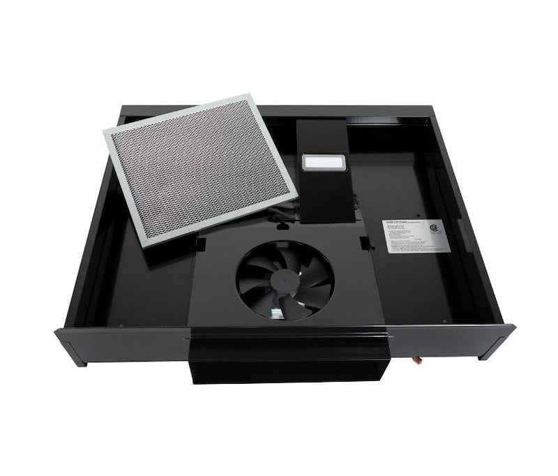 RV Stove Vent Range Hood 12V – 22" Black & Stainless with Light, CXW-30-CZ02