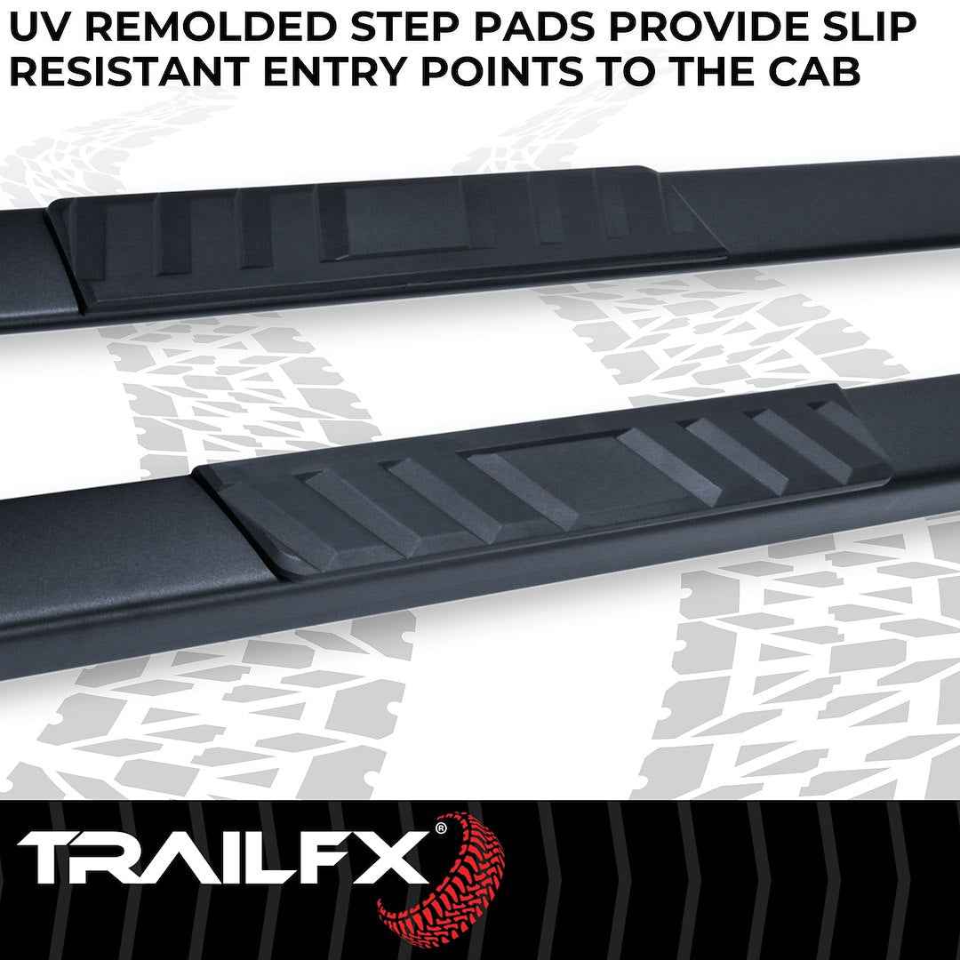 TrailFX A4003B 4 in Trapezoidal Nerf Step Bars - Black, 300 lb