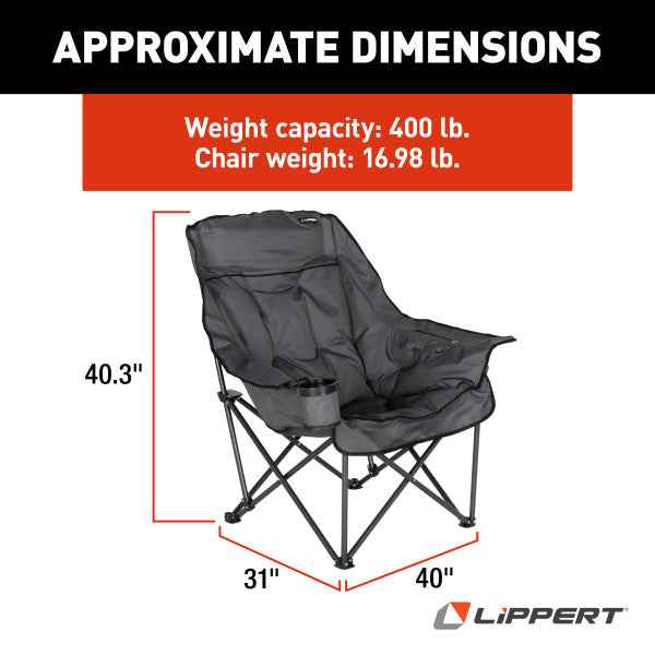 Lippert 2024043334 Folding Camp Chair - 400 lb, Dark Gray