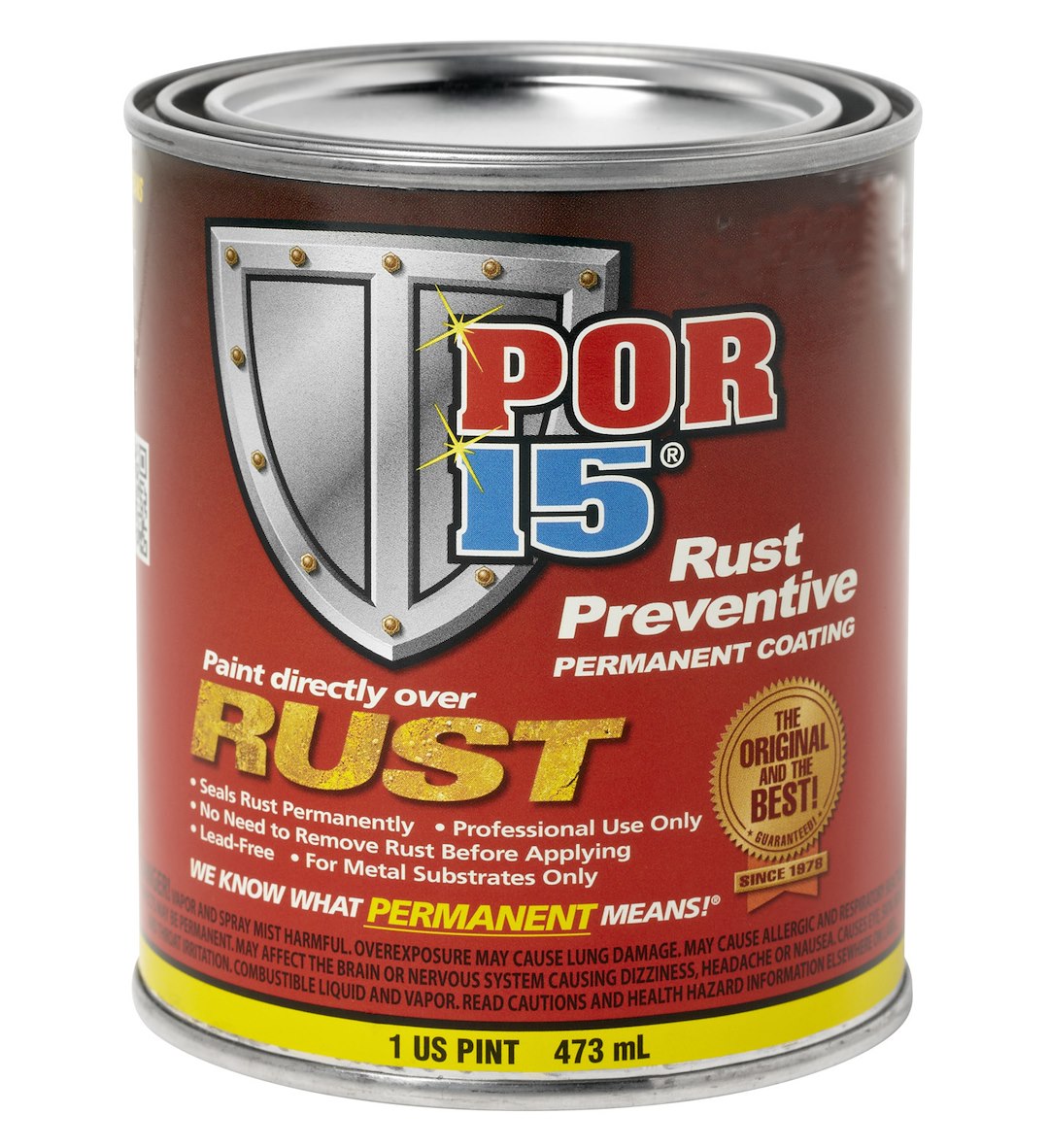 POR-15 45408 Semi-Gloss Black Rust-Preventive Coating, Pint