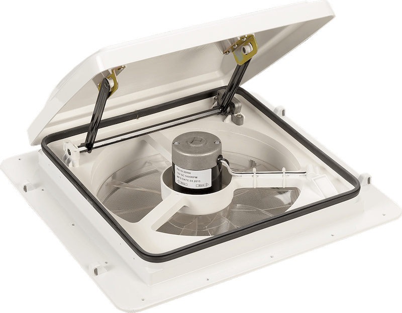 MaxxFan Plus Manual RV Roof Vent with Fan & Thermostat – White