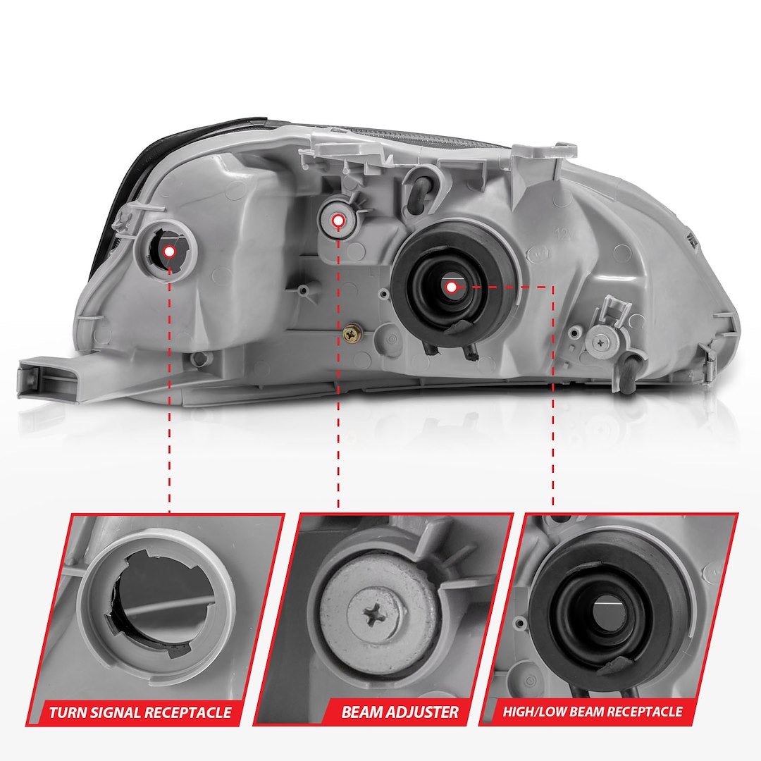 ANZO USA Crystal Clear Reflector Beam Uses OEM Bulb And Socket Headlight Assembly 121070 - image 6