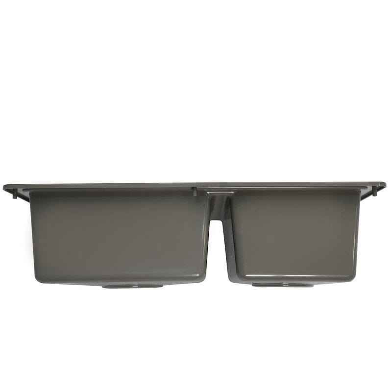 25" Double Bowl RV Kitchen Sink – Gray ABS Drop-In