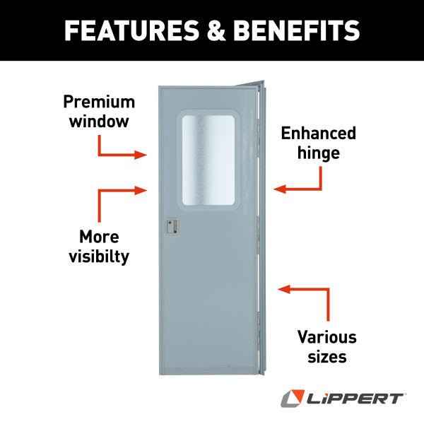 24" x 68" Polar White Square Entry Door with Fixed Window, Screen Door