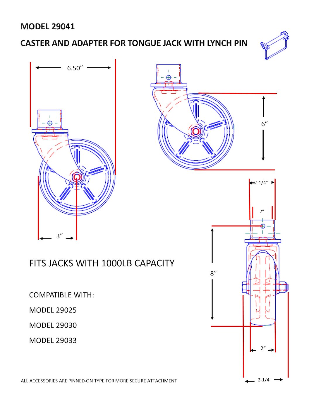 Bal Rv 29041b Trailer Tongue Jack Caster - image 3
