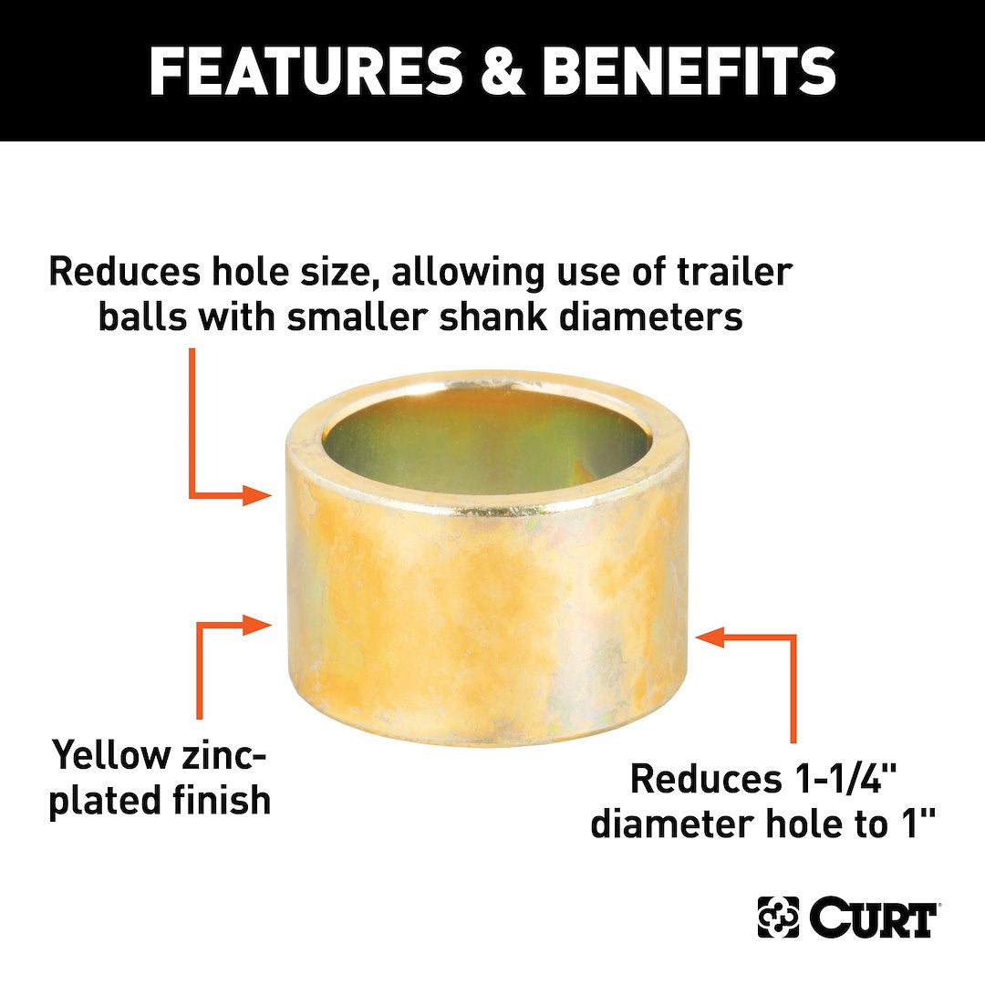 CURT Trailer Hitch Ball Shank Reducer (21200) – Color: Yellow
