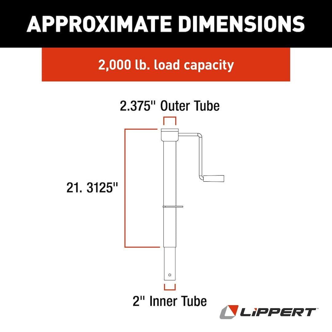Lippert 285420 Manual Trailer Tongue Jack - 2000 lb