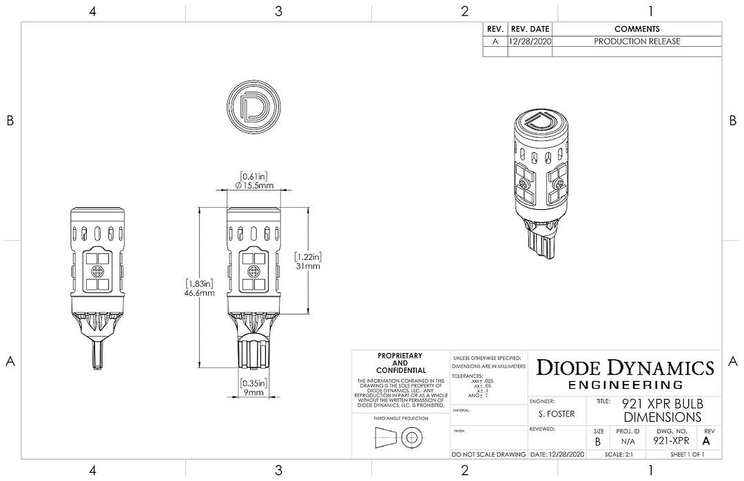 Diode Dynamics Dd0394p 921 XPR Cool-White LED Backup Bulbs