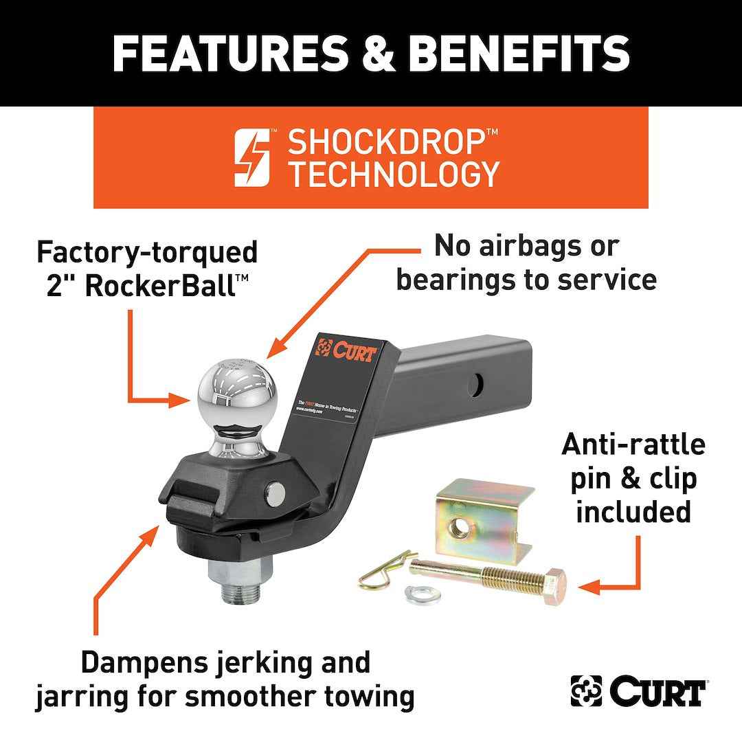 CURT 45143 Ball Mount - 2 in Ball, 3 in Drop, 7500 lb