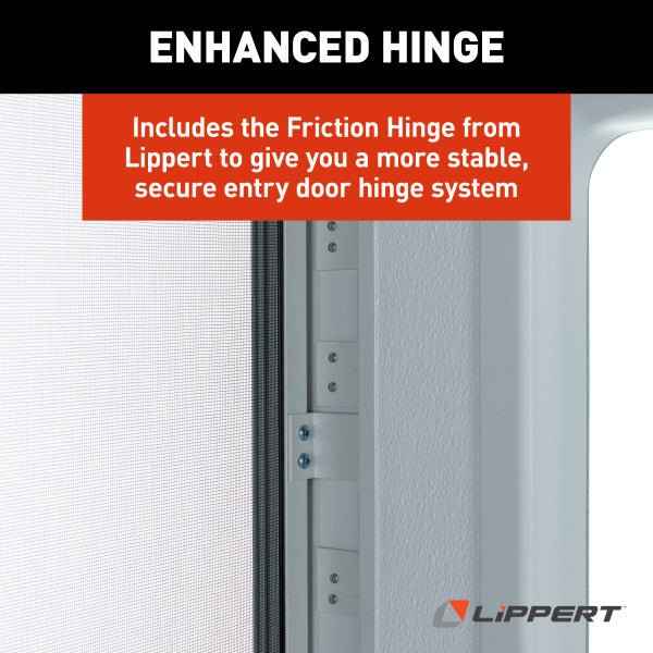 24" x 68" Polar White Square Entry Door with Fixed Window, Screen Door