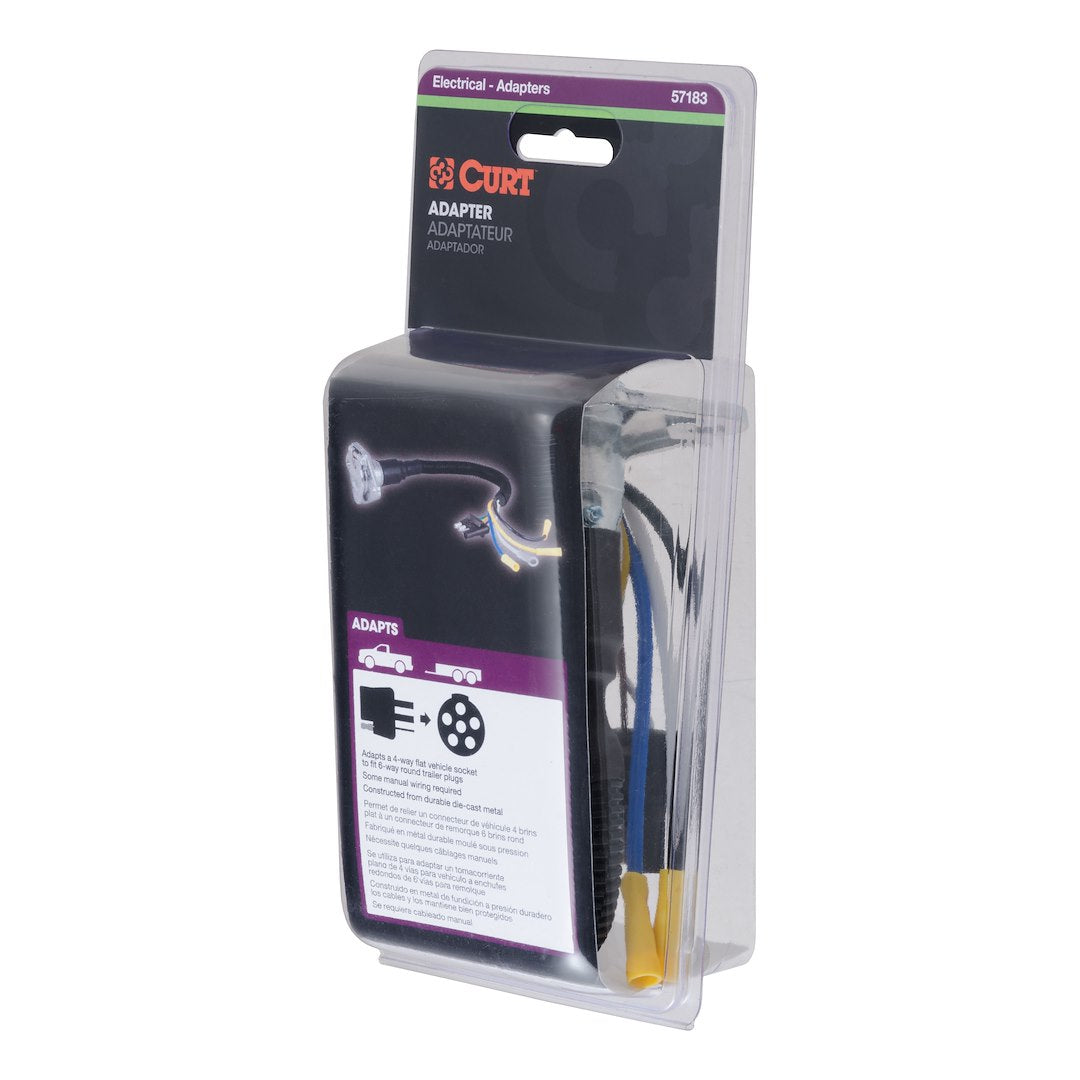 CURT 57183 Trailer Wiring Adapter - 6 Pin to 4 Flat