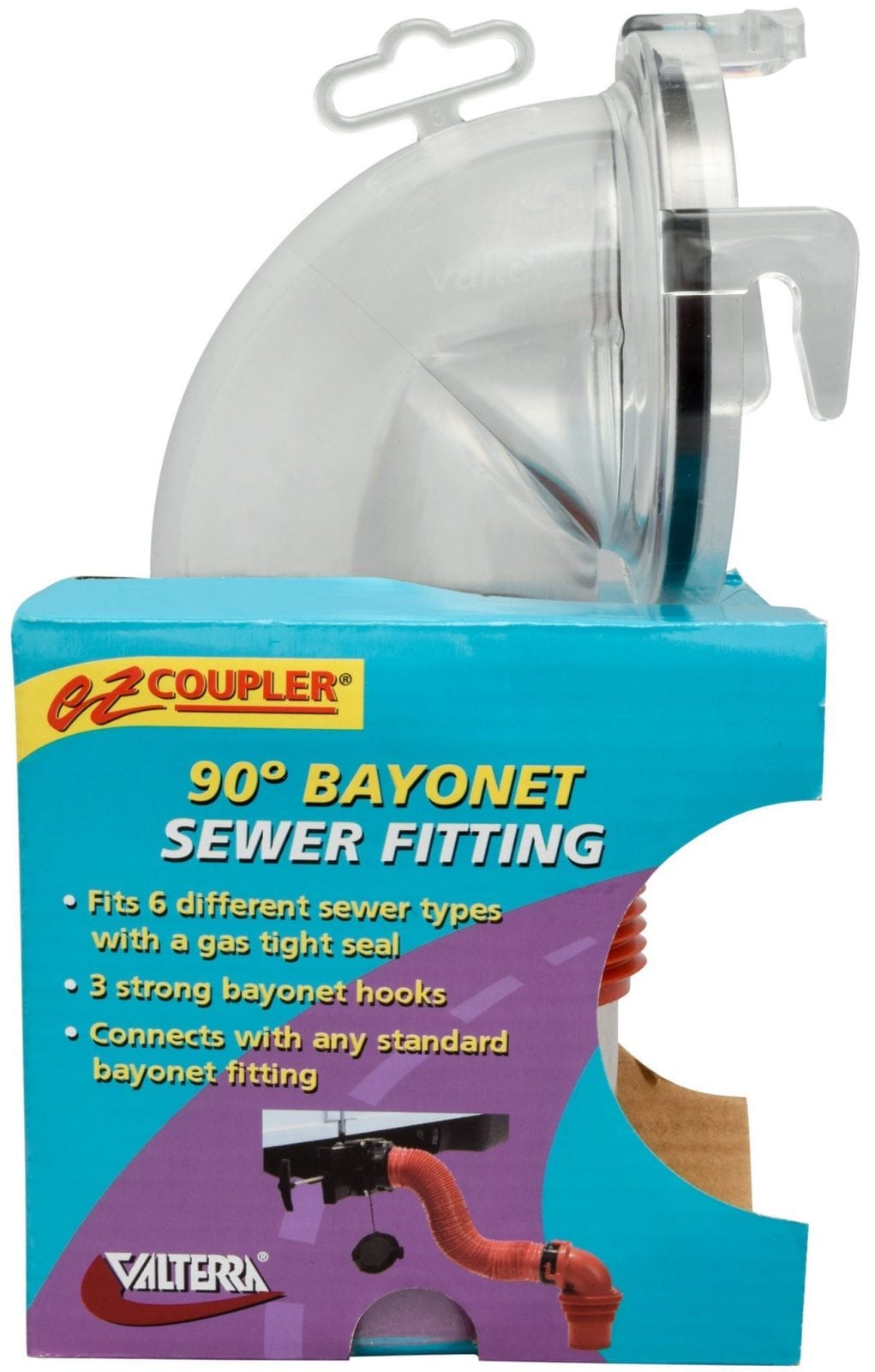 Valterra F02-3112CL Clear 90-Degree Bayonet Sewer Elbow