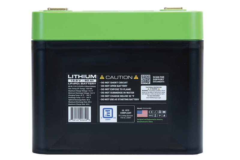 RV Marine Lithium Battery Expion360 Group 24 80Ah 12.8V EX-G24-80C
