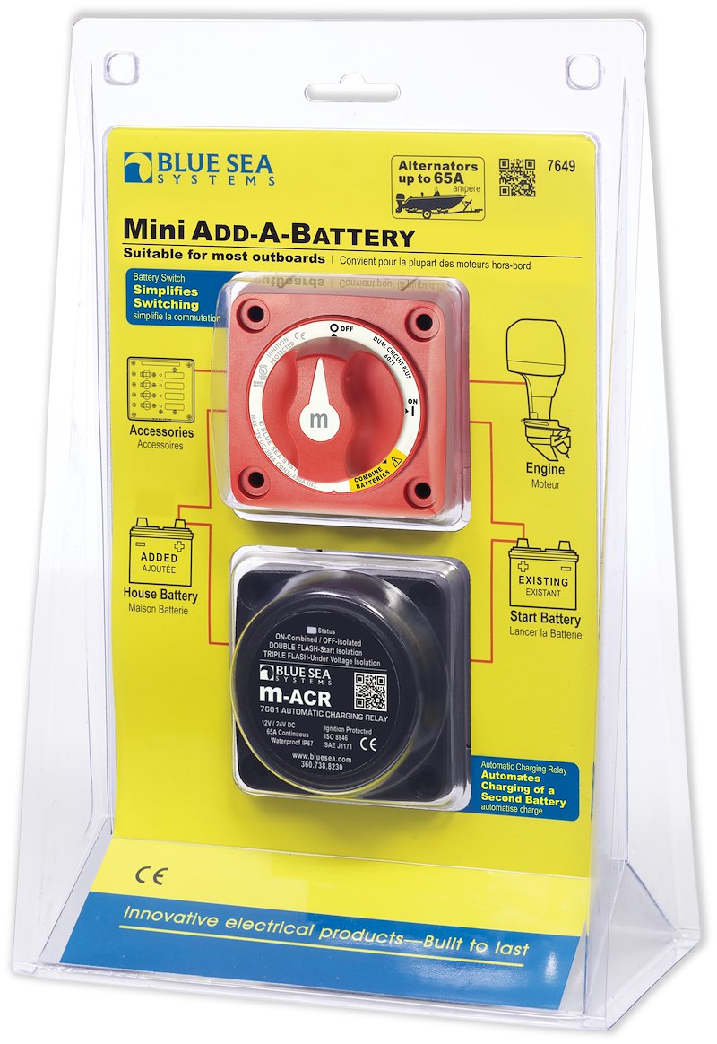Blue Sea 7649-BSS Mini Add-A-Battery Kit – 65 Amp Dual Battery System
