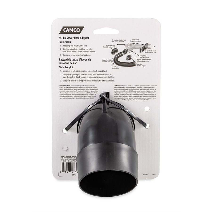 Camco 45 Degree Adapter Connecting Sewer Hose to RV Sewer (39403)