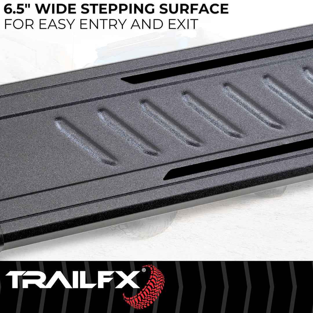 TrailFX AL6012B Aluminum Running Boards - Black, 300 lb