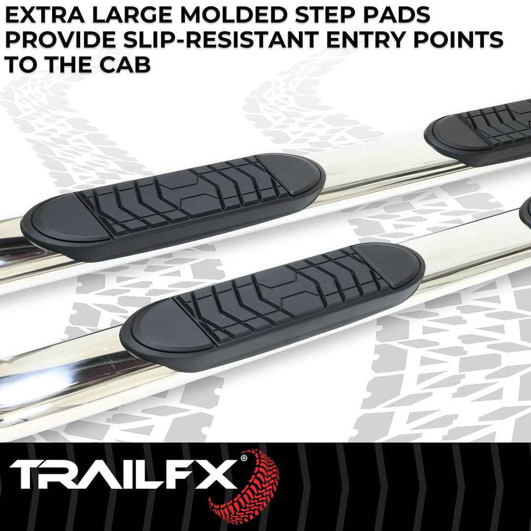 TrailFX A7064S 5 in Oval Nerf Step Bars - Stainless, 300 lb