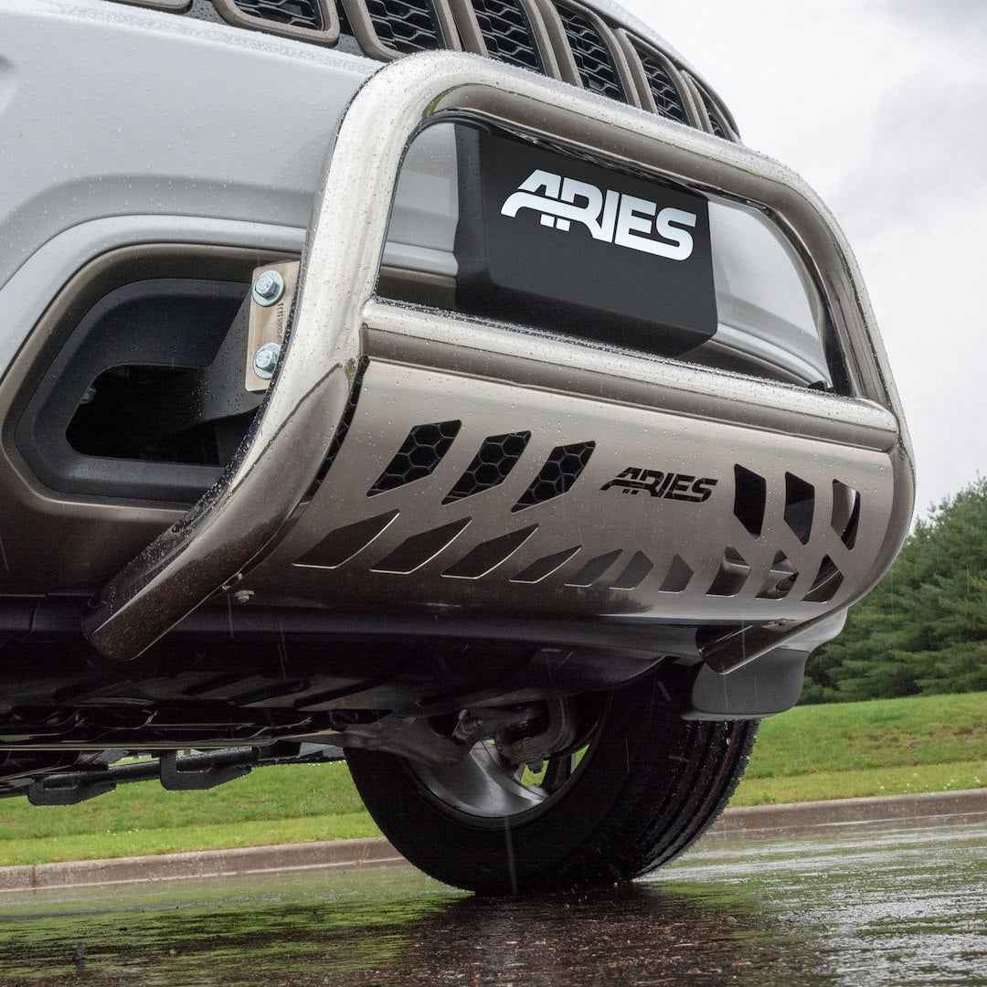 Aries 35-3006 Polished Stainless Steel 3-Inch Bull Bar with Skid Plate