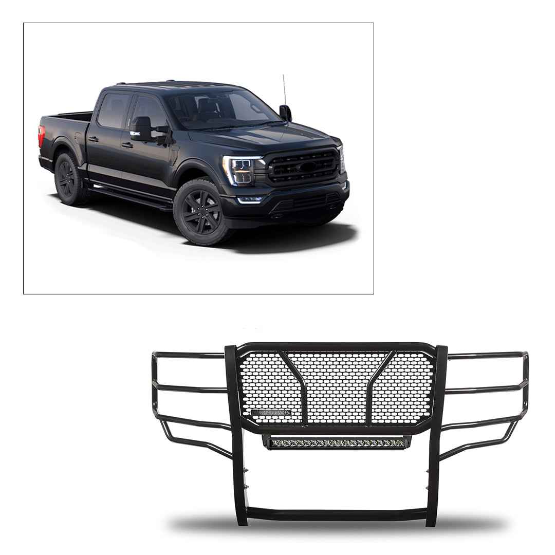 Black Horse Offroad Rugged Series Steel Grille Guard RU-FOF116-B-K2