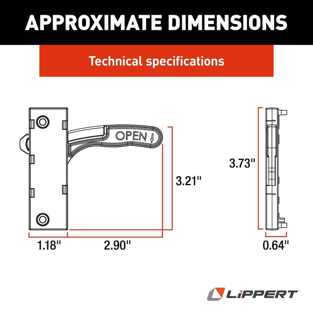 Lippert 201472 Left Screen Door Latch - Black