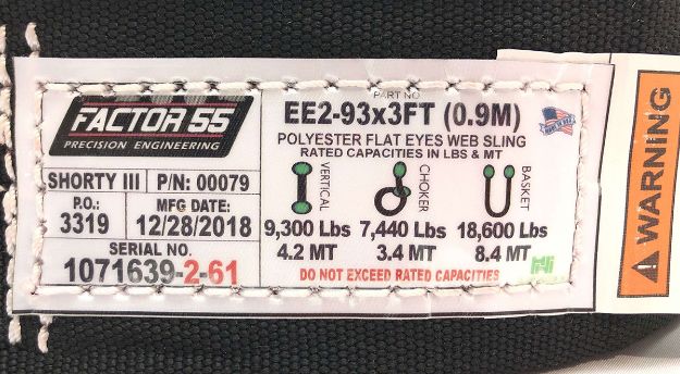 Factor 55 00079 Shorty Strap III, 3 Ft x 3 Inch