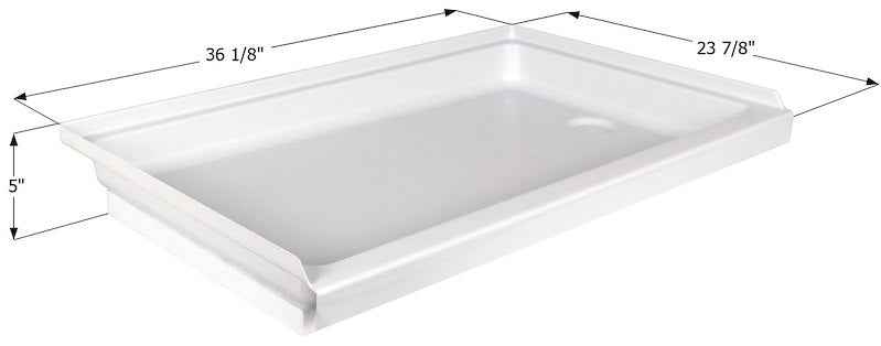 Icon 15241 36-1/8" x 23-7/8" RV Shower Pan with Right-Hand Drain – Polar White