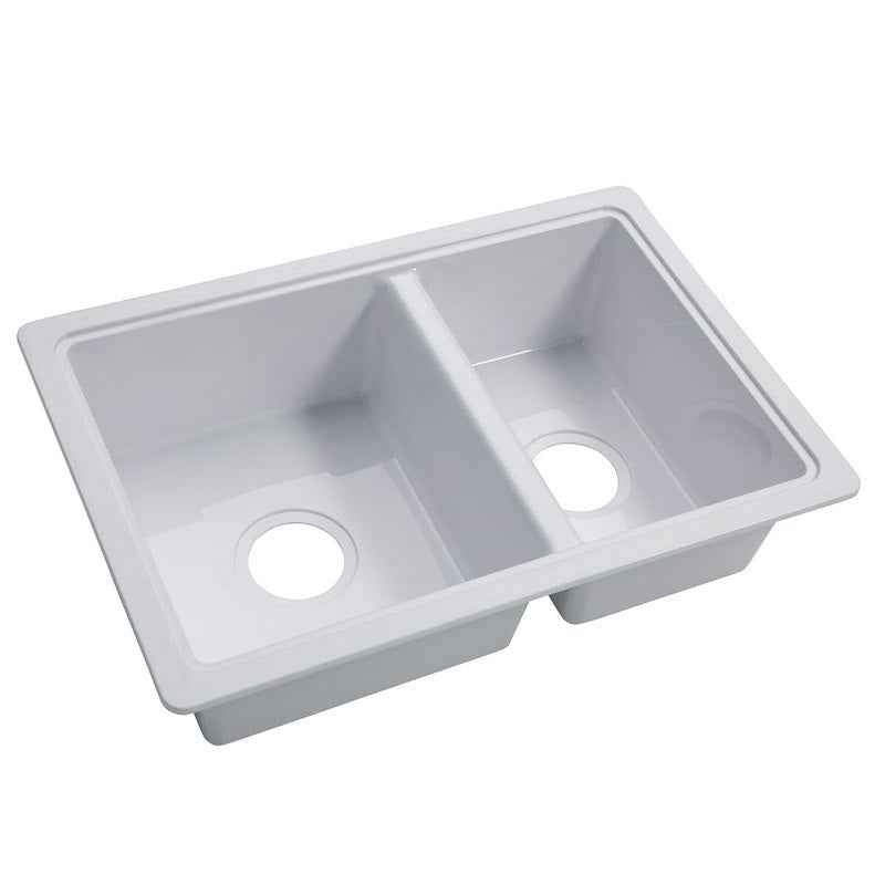25" White Double Bowl RV Kitchen Sink – ABS Drop-In