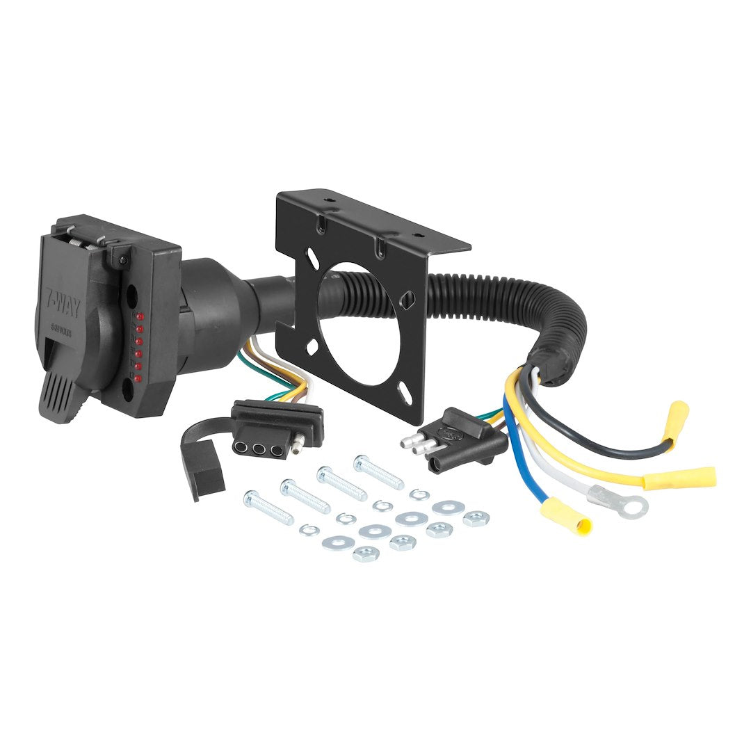 CURT 57674 4-Flat to 7-Blade/4-Flat Adapter with Tester