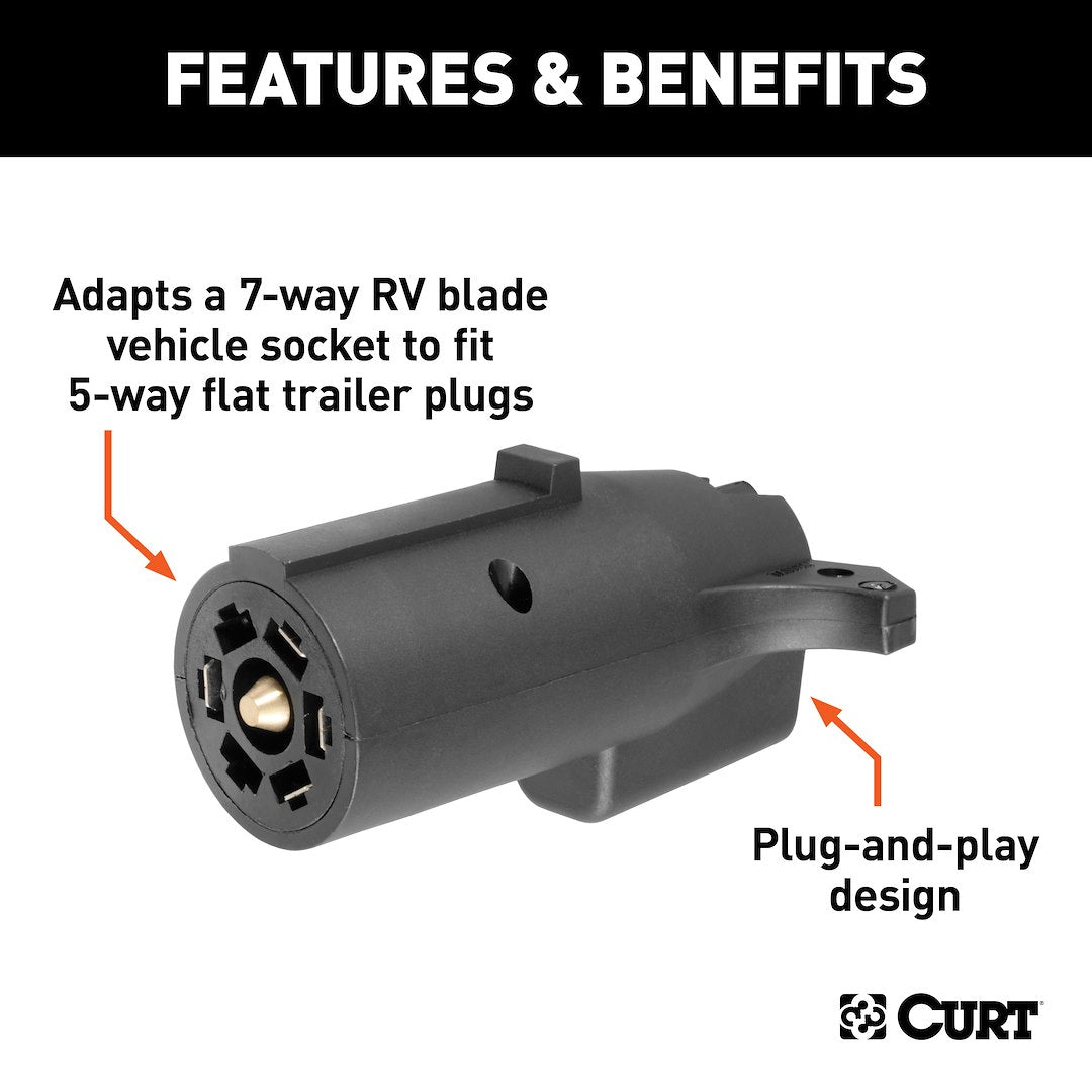 CURT Trailer Wiring Connector Adapter (57251) – Material: Plastic