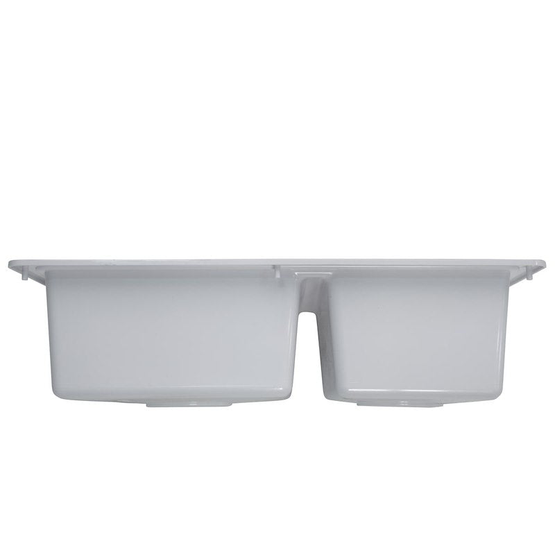 25" White Double Bowl RV Kitchen Sink – ABS Drop-In