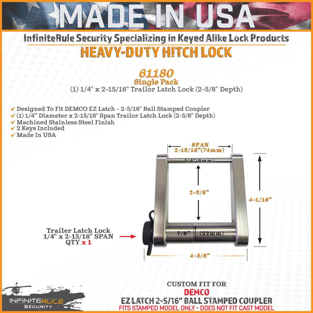 InfiniteRule 61180-S Trailer Hitch Lock - Silver