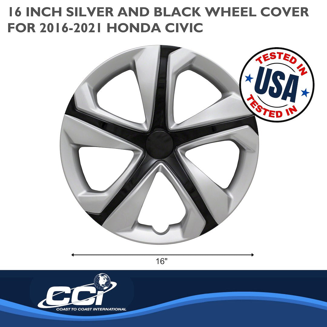 Coast To Coast 52016SB Civic Silver/Black Wheel Covers
