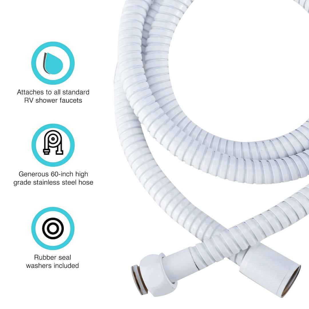 Dura Faucet DF-SA200-WT 60-in Stainless-Steel Shower Hose - White