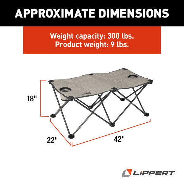 Lippert 2021123292 Folding Camping Ottoman - Sand, 300 lb