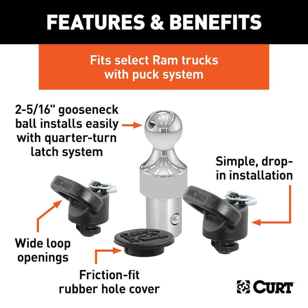 CURT 60638 Gooseneck Ball - 2-5/16 in, 38000 lb