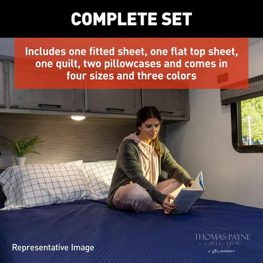 Lippert 2022107824 Short Queen RV Sheet Set - Navy Checkered