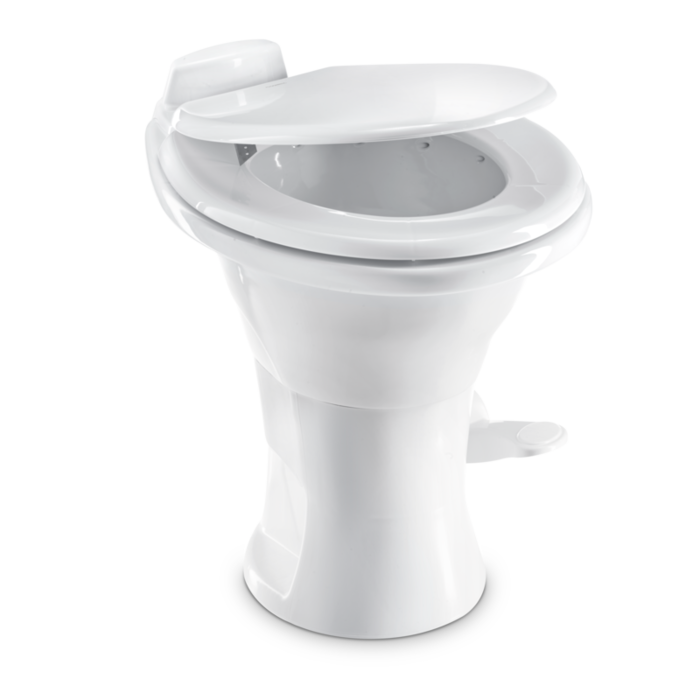 Dometic 310 Series RV Toilet – White, Pedal Flush, 360° Vortex Flush 302310081