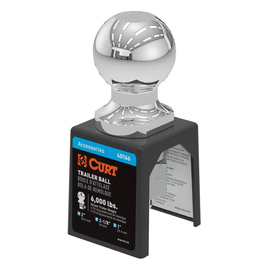 CURT Trailer Hitch Ball (40166) – Shank Length (In): 2-1/8 Inch