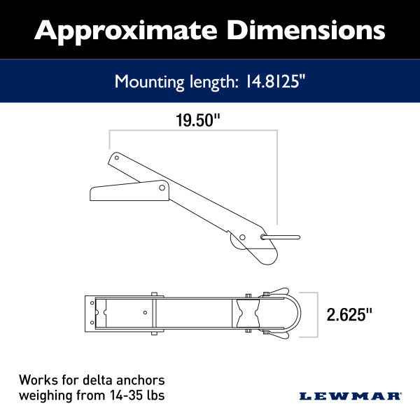 Lewmar 66840008 Plow Anchor Bow Roller - Stainless Steel