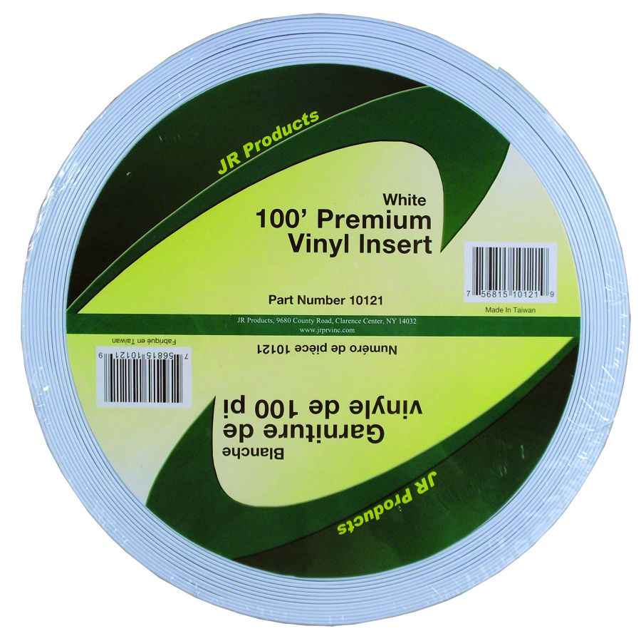 JR Products 10121 Vinyl Trim Insert - 1 in x 100 ft, White