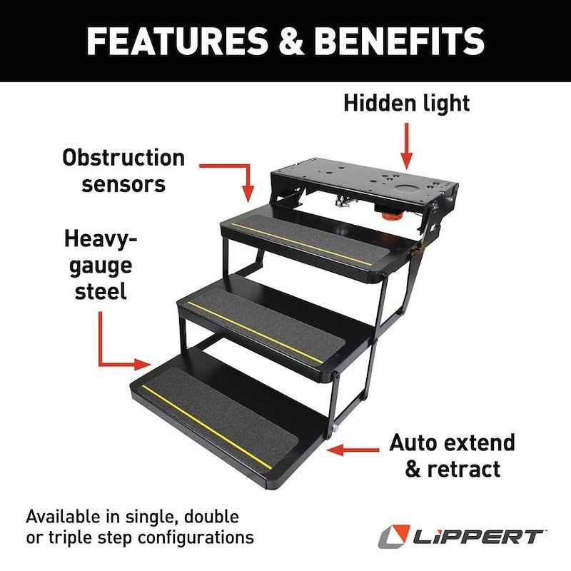 Kwikee Series 25 Triple Electric RV Step 365837 – 24" Wide, 300 lb Capacity