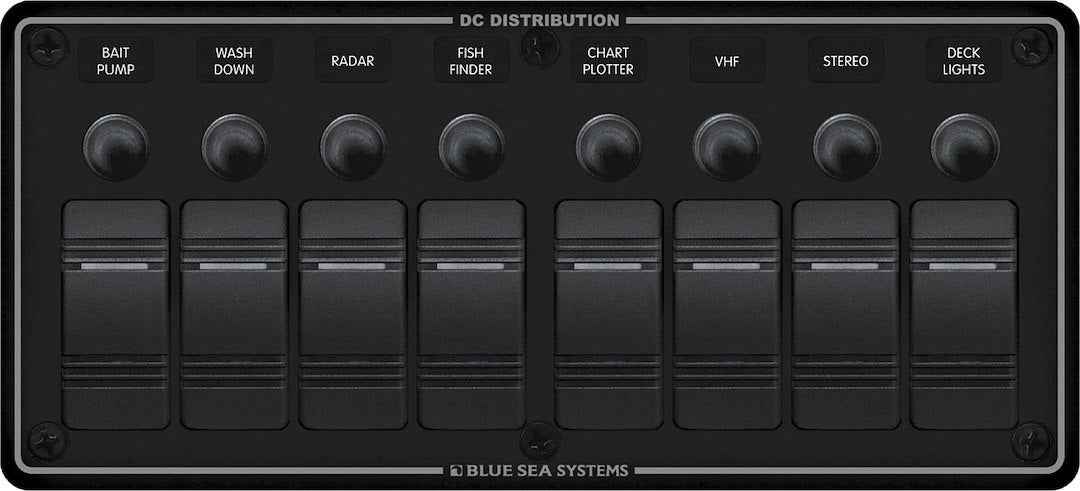 Blue Sea 8371-BSS 8-Switch Aluminum Panel