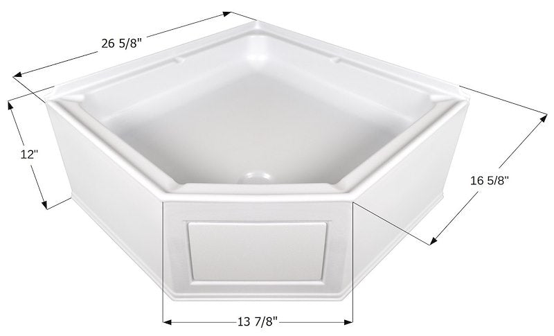 Icon 15231 Neo Angle RV Shower Pan – Polar White ABS with Center Drain