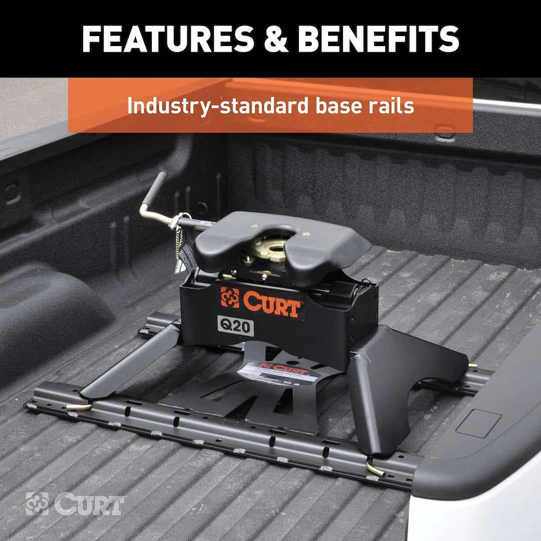 CURT 16310 X5 Gooseneck-to-5th-Wheel Adapter - Square Shank, 20K