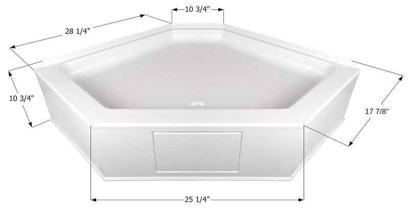 Icon 15234 Neo Angle RV Shower Pan – Polar White ABS with Center Drain
