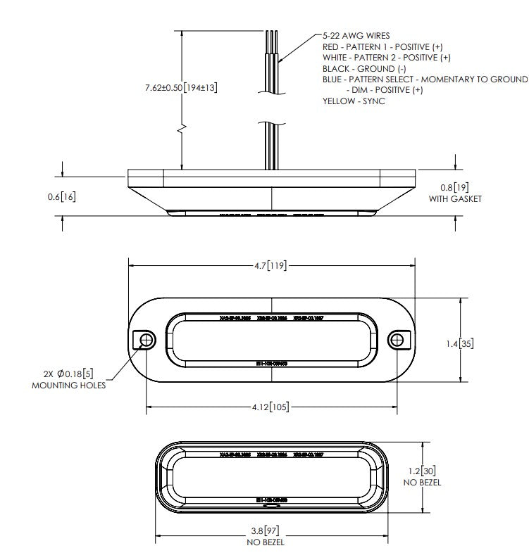 Ecco ED3704AB Four-LED Surface-Mount Warning Bar